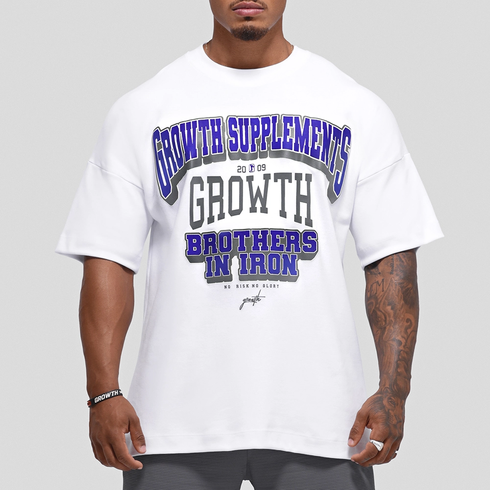 Camiseta Oversized Growth College Branca/Azul