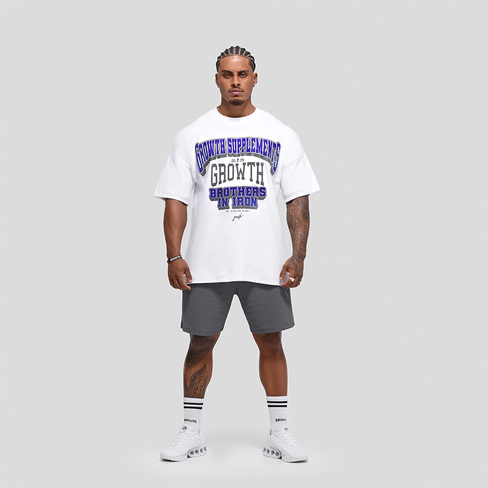 Camiseta Oversized Growth College Branca/Azul