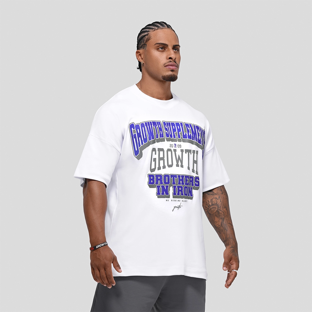 Camiseta Oversized Growth College Branca/Azul