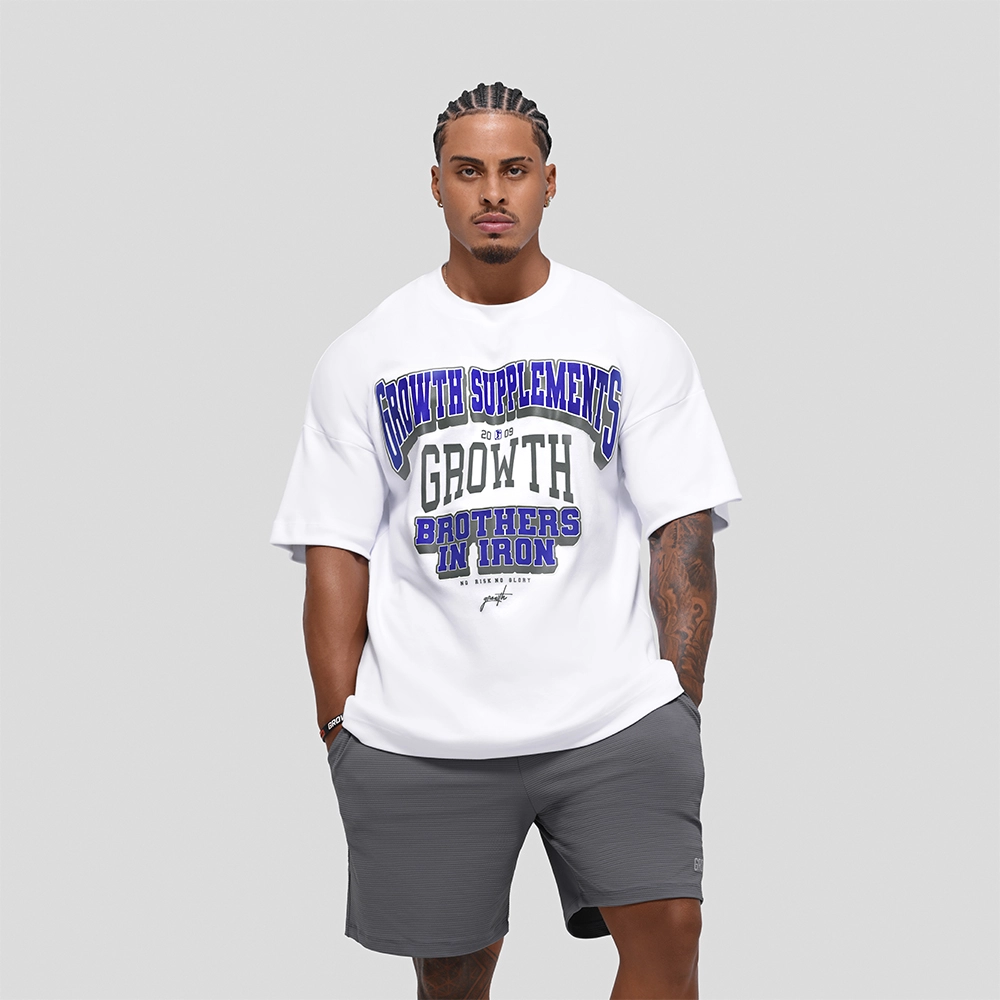 Camiseta Oversized Growth College Branca/Azul