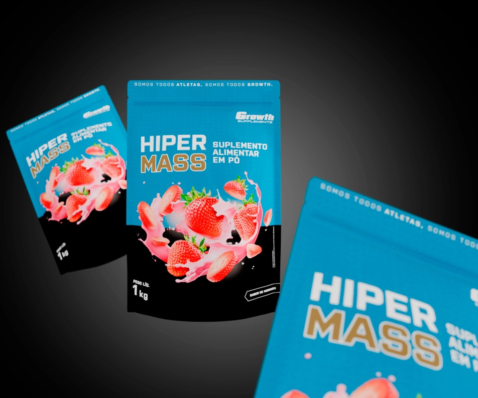 HIPER MASS SABOR MORANGO com fundo preto - growth supplements