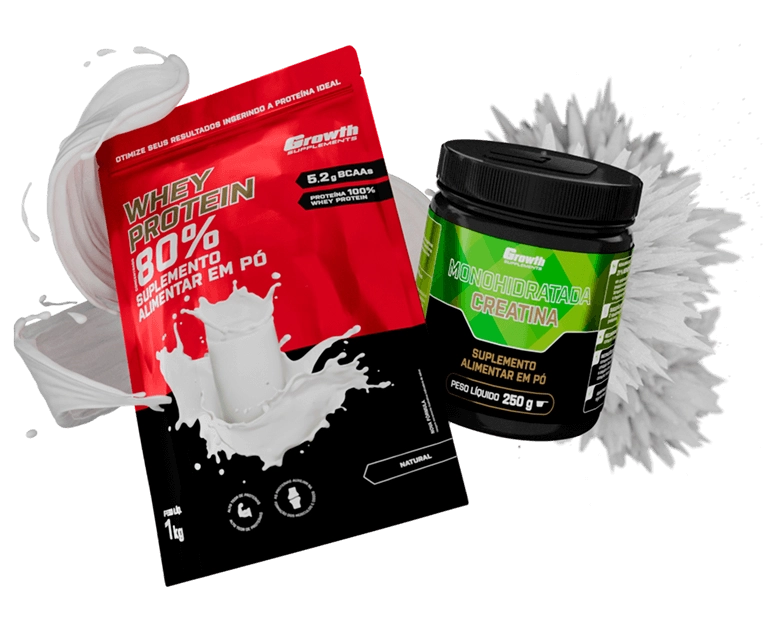 Foto do produto KIT WHEY PROTEIN CONCENTRADO 1KG E CREATINA MONOHIDRATADA 250G