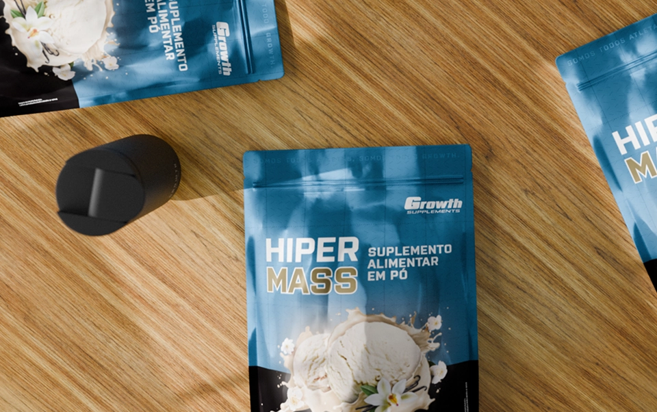 HIPER MASS SABOR BAUNILHA EM CIMA DA MESA - growth supplements
