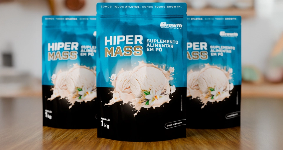 TRÊS EMBALAGENS DE HIPER MASS SABOR BAUNILHA - growth supplements