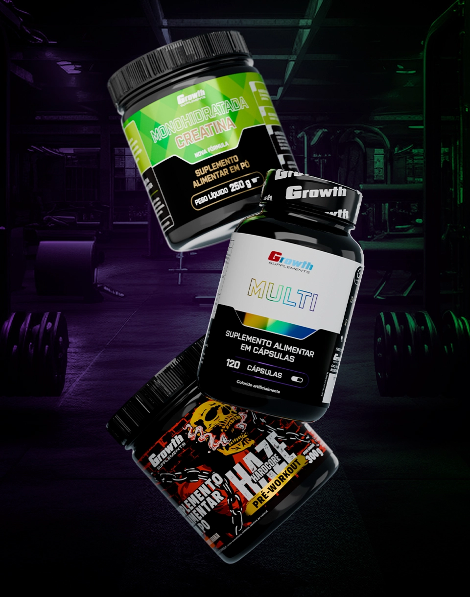 Kit Creatina Monohidratada + Multivitamínico + Pré-treino Haze - Growth Supplements