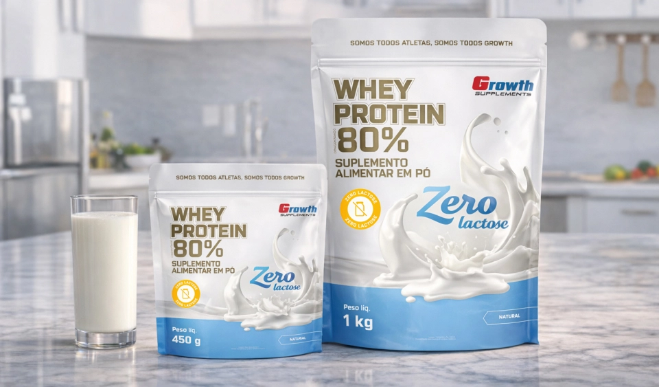 GROWTH SUPPLEMENTS - Imagem ilustrativa Whey Protein Zero Lactose 80% sabor natural