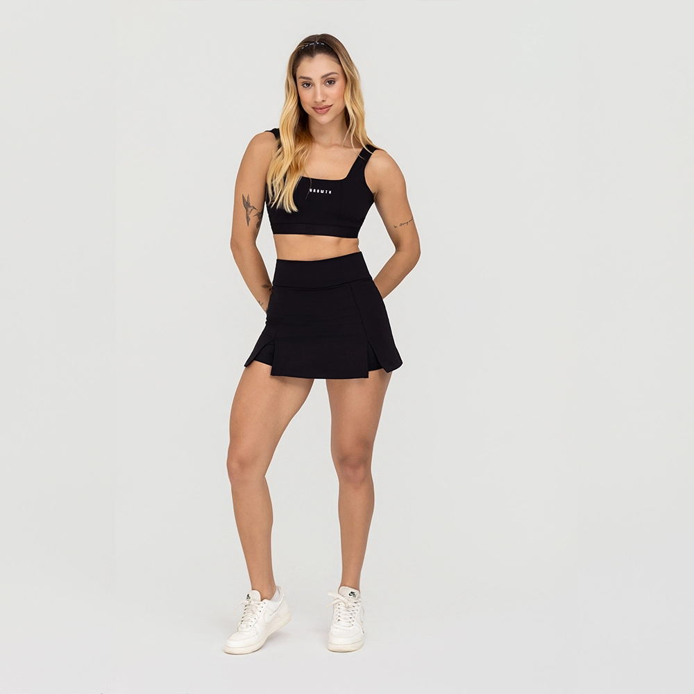 Short Saia Growth Com Recorte Frontal Preto