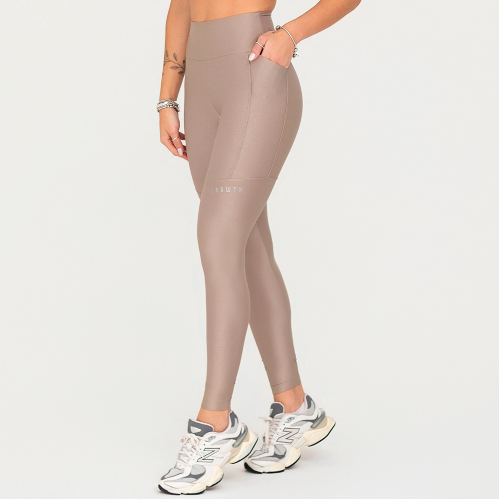 Legging Growth Shine Marrom Claro Dourado