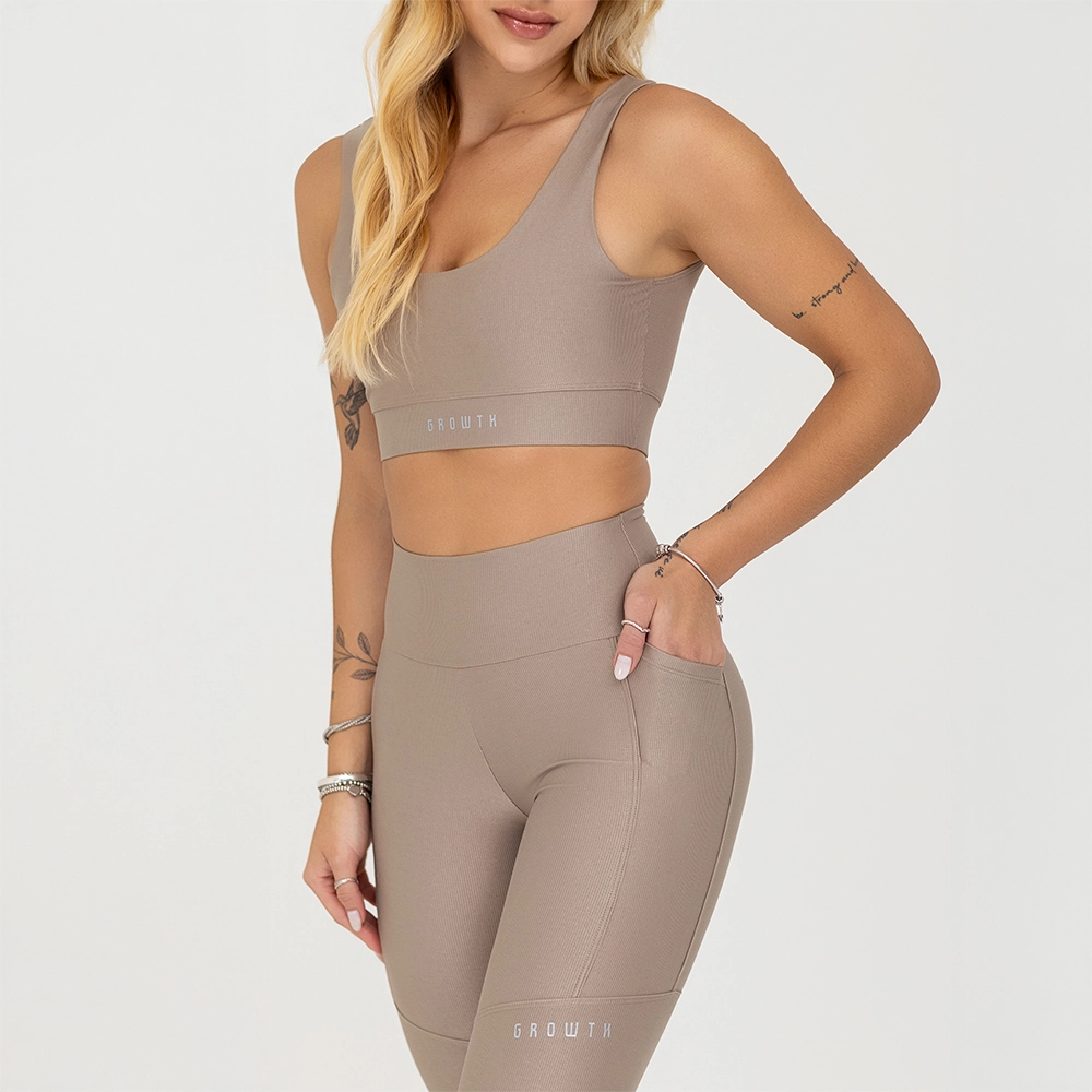 Legging Growth Shine Marrom Claro Dourado