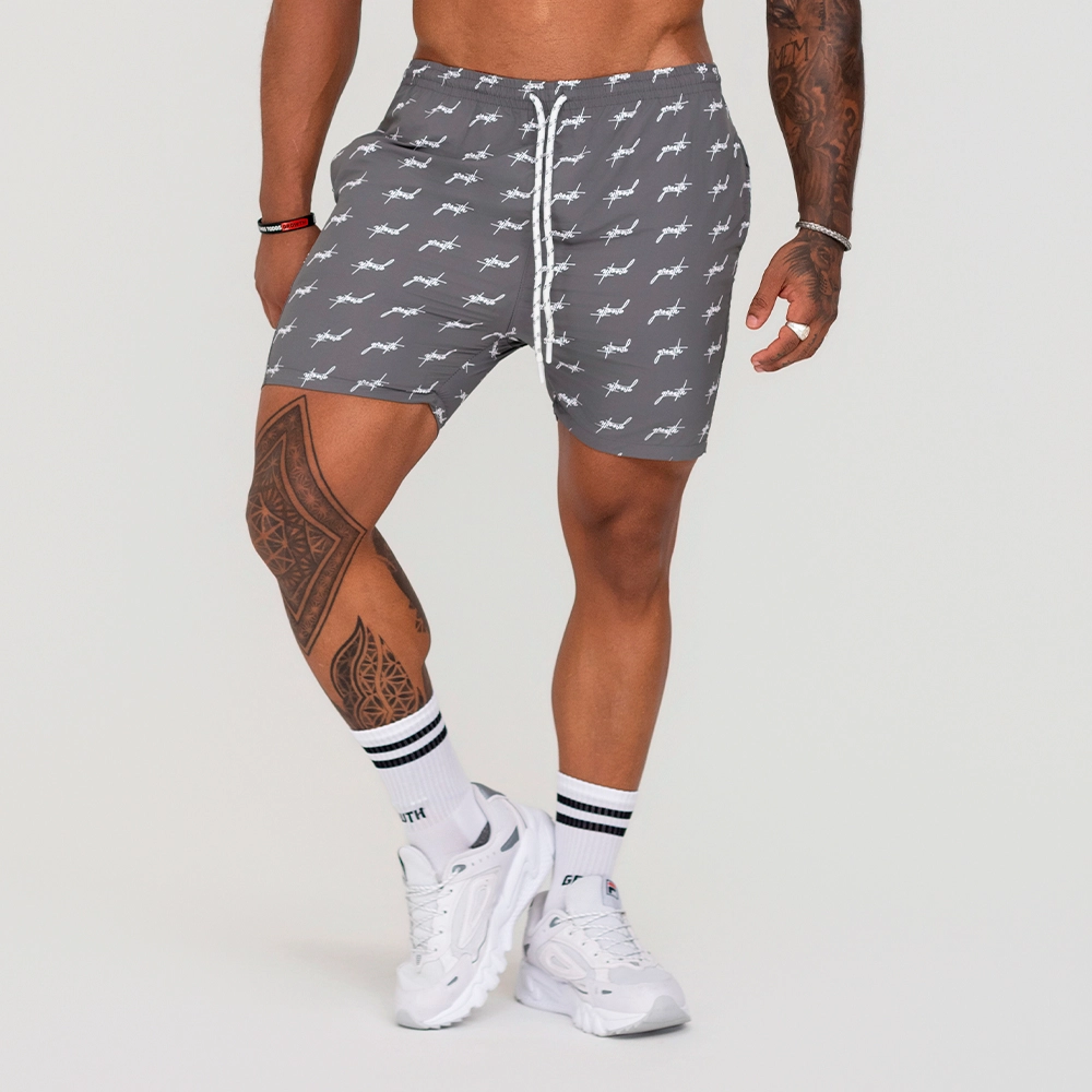 Bermuda Growth Banho Estampada Mini Logo Grafite Com Branco