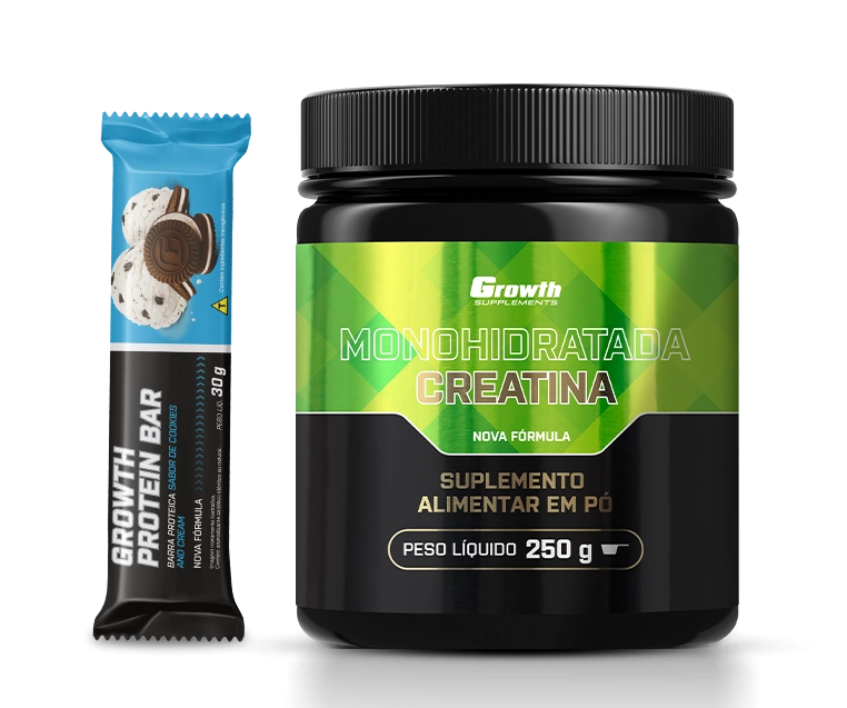 Foto do produto KIT CREATINA MONOHIDRATADA 250G + BARRA DE PROTEÍNA 30G DISPLAY C/ 12 UN