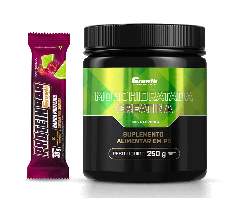 Foto do produto KIT CREATINA MONOHIDRATADA 250G + PROTEIN BAR 30G DISPLAY C/ 12 UN