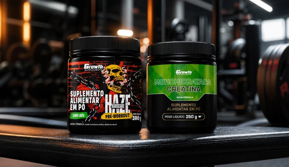 KIT CREATINA MONOHIDRATADA + PRÉ-TREINO HAZE - Growth Supplements