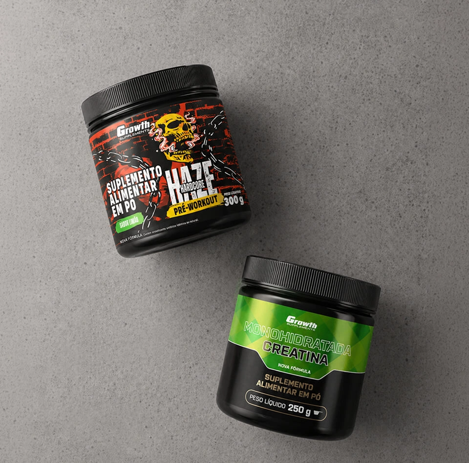 Growht Supplements - IMAGEM ILUSTRATIVA Kit CREATINA MONOHIDRATADA + PRÉ-TREINO HAZE