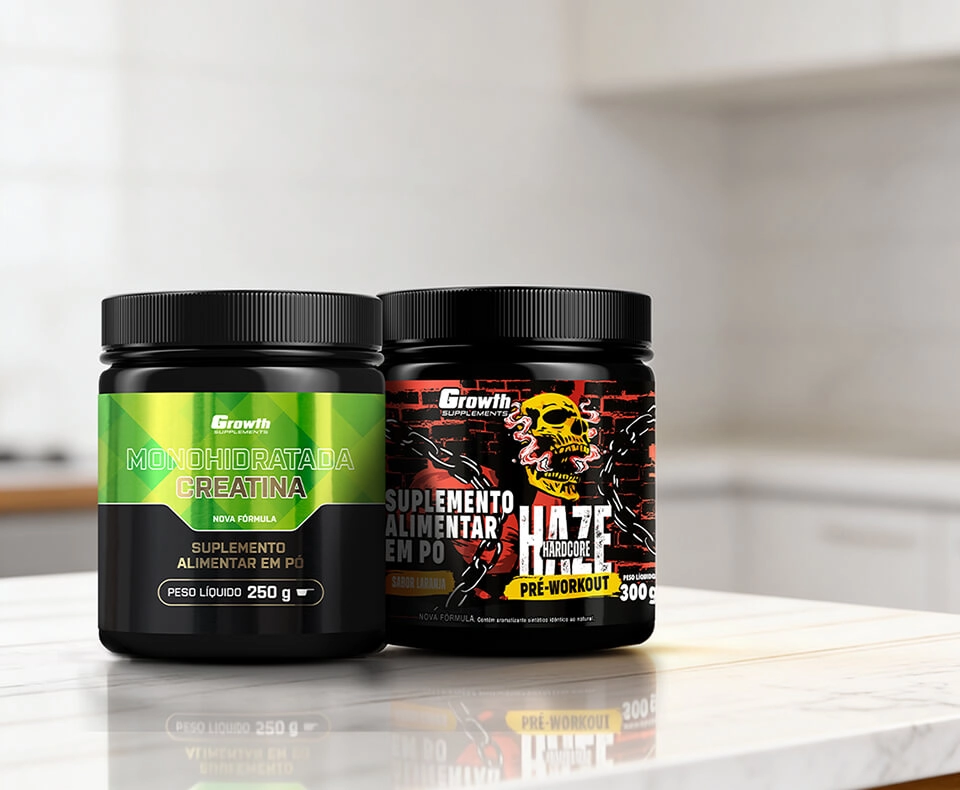 KIT CREATINA MONOHIDRATADA + PRÉ-TREINO HAZE - Growth Supplements