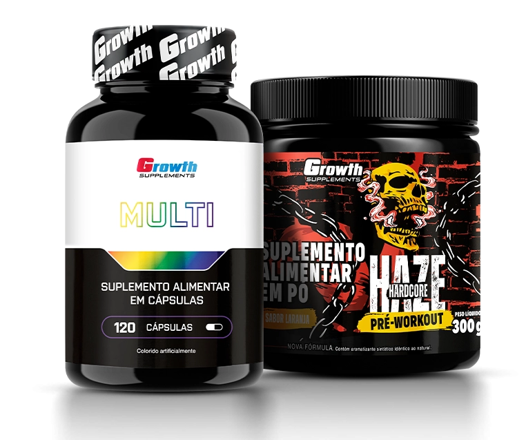 Foto do produto KIT MULTIVITAMÍNICO 120 CAPS  E PRÉ-TREINO HAZE 300G