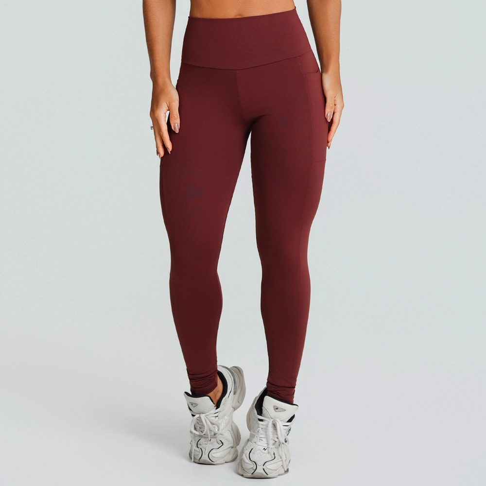 Legging Growth Bolsos Marrom Couro