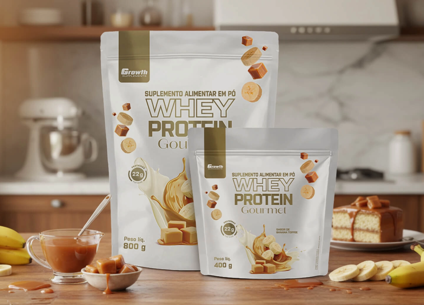 GROWTH SUPPLEMENTS - Imagem ilustrativa Whey Gourmet Banana Toffee