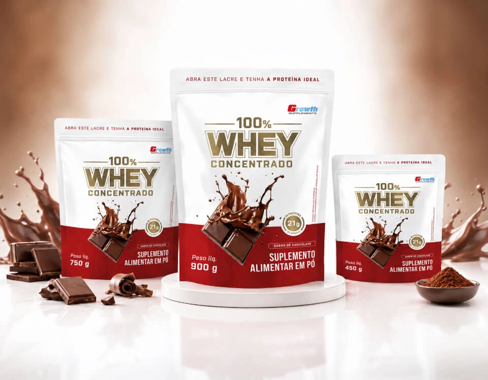 GROWTH SUPPLEMENTS - Imagem ilustrativa 100% Whey chocolate