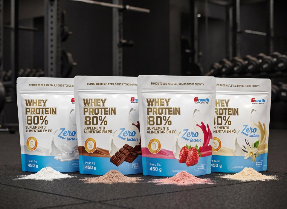 GROWTH SUPPLEMENTS - Embalagem de Whey Protein Zero Lactose Sabores