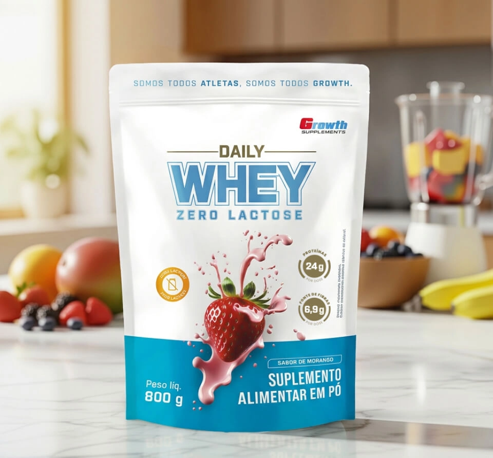 GROWTH SUPPLEMENTS - Embalagem de Daily Zero sabor morango