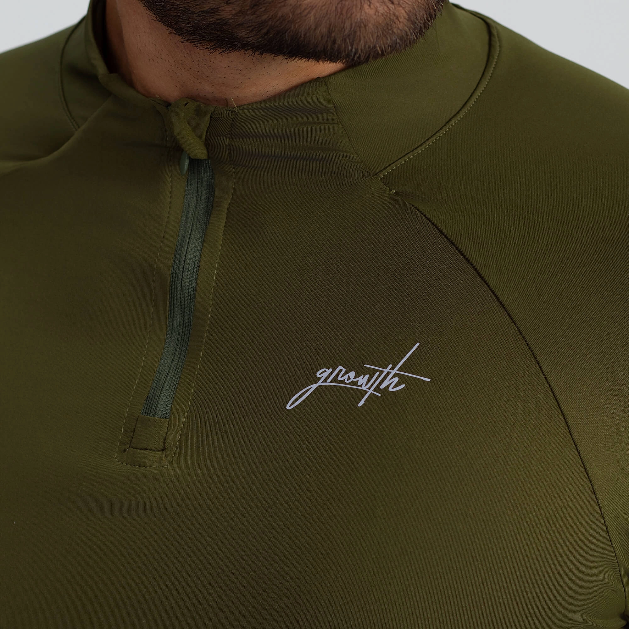 Camiseta manga longa ziper termica verde militar