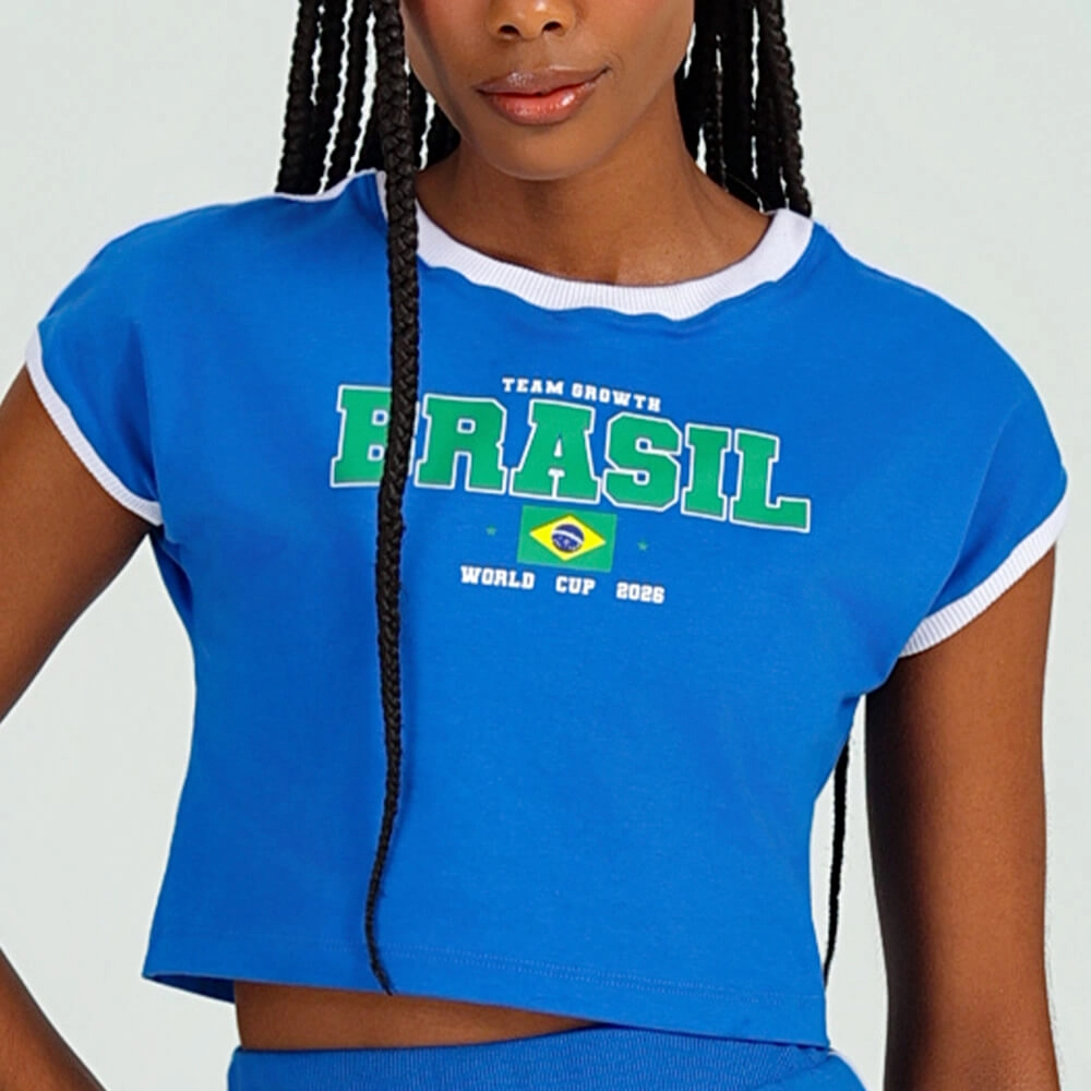 Camiseta cropped Brasil azul