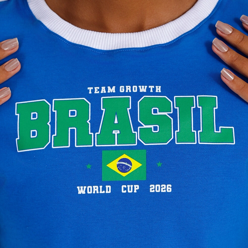 Camiseta cropped Brasil azul