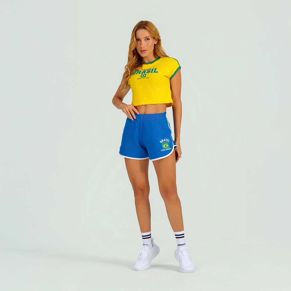 Camiseta cropped Brasil amarelo