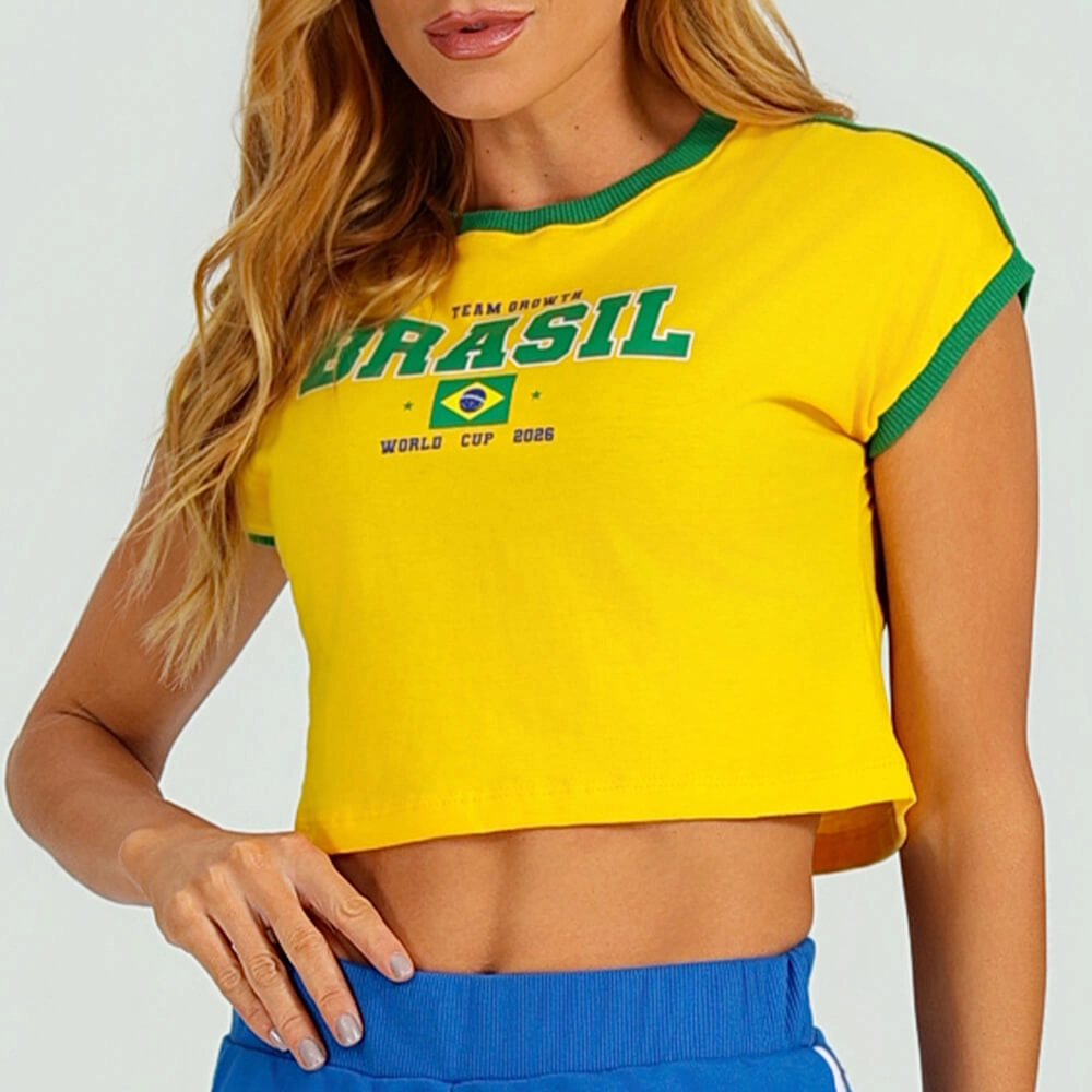 Camiseta cropped Brasil amarelo