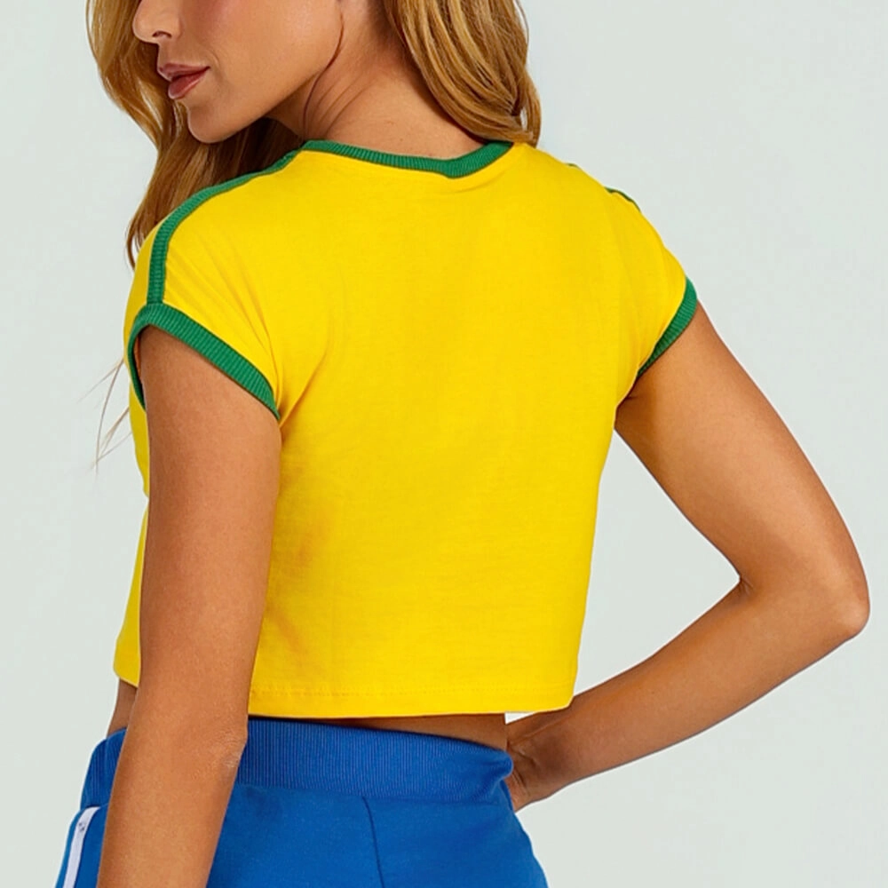 Camiseta cropped Brasil amarelo