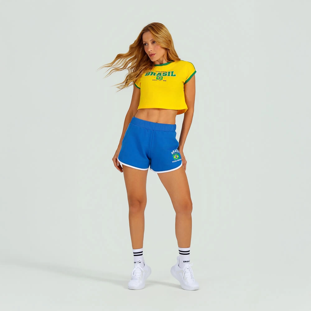 Camiseta cropped Brasil amarelo