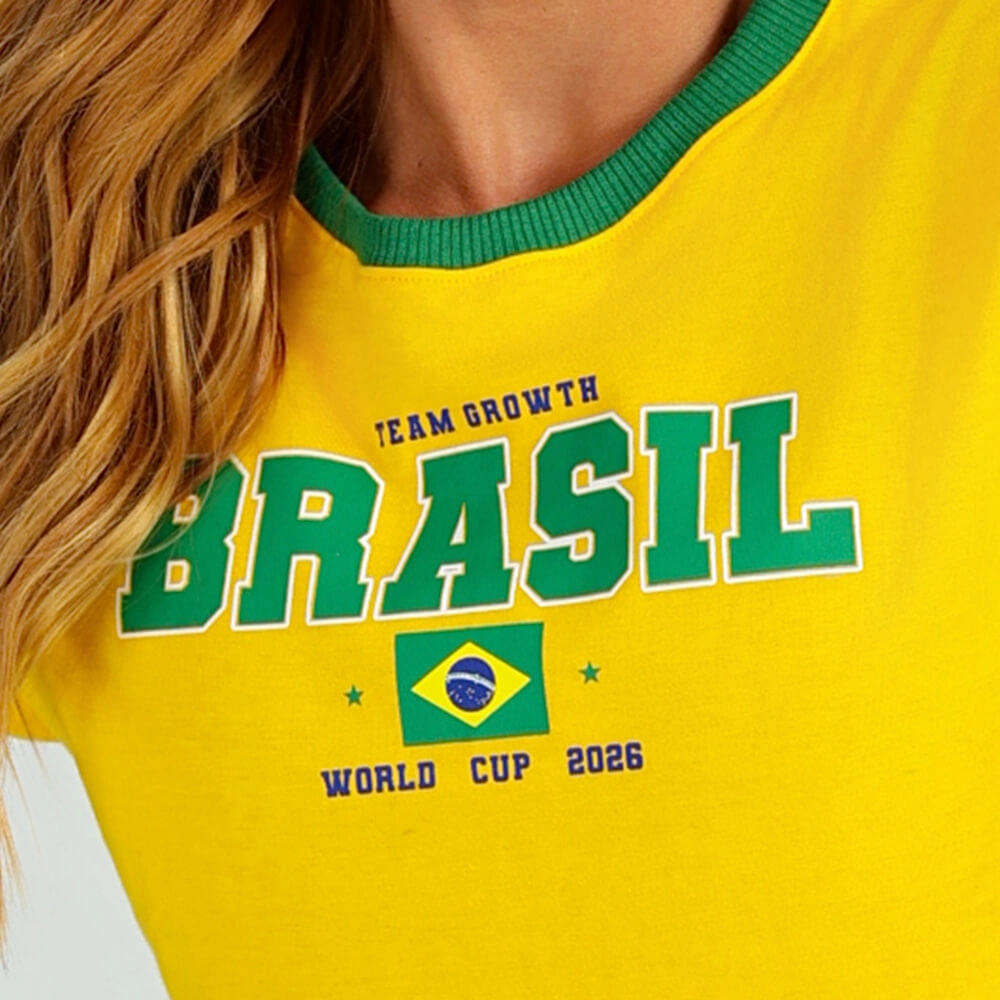 Camiseta cropped Brasil amarelo