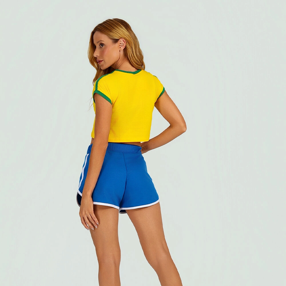 Short moletom Brasil azul 