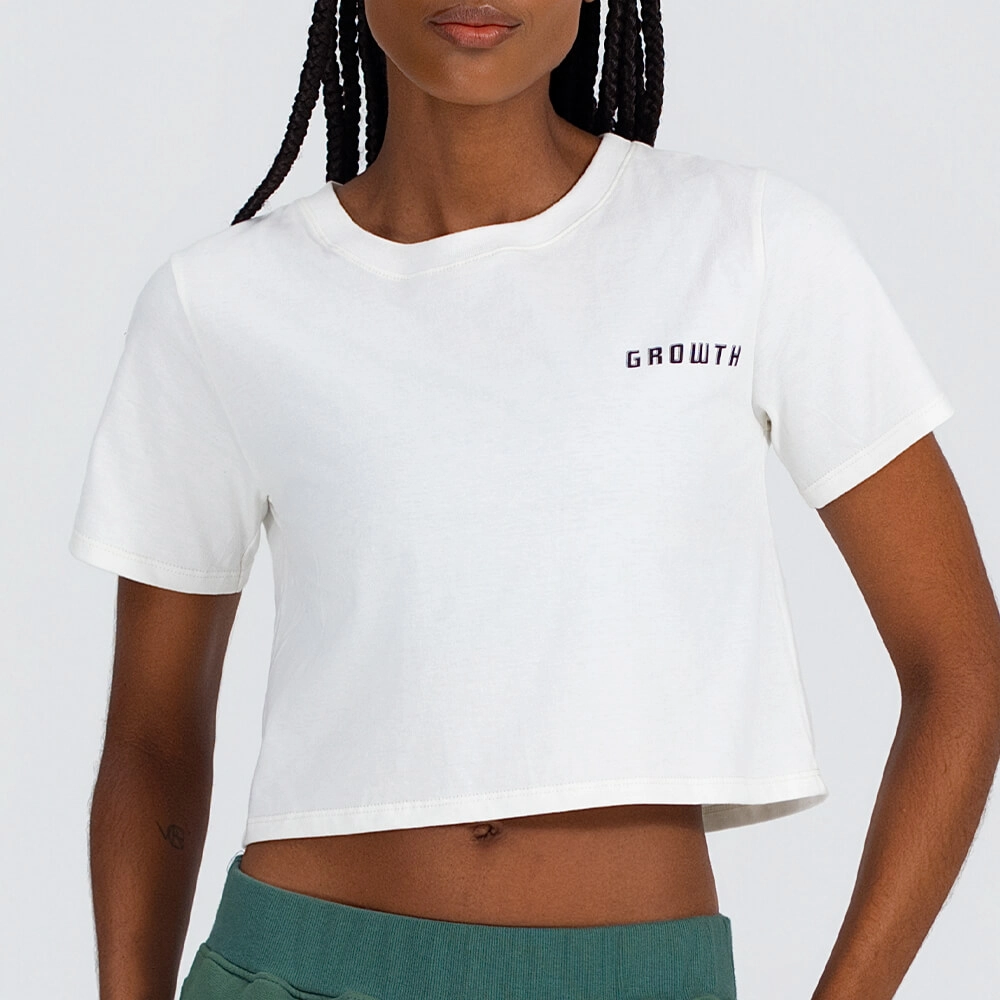 Camiseta cropped frase costas off white