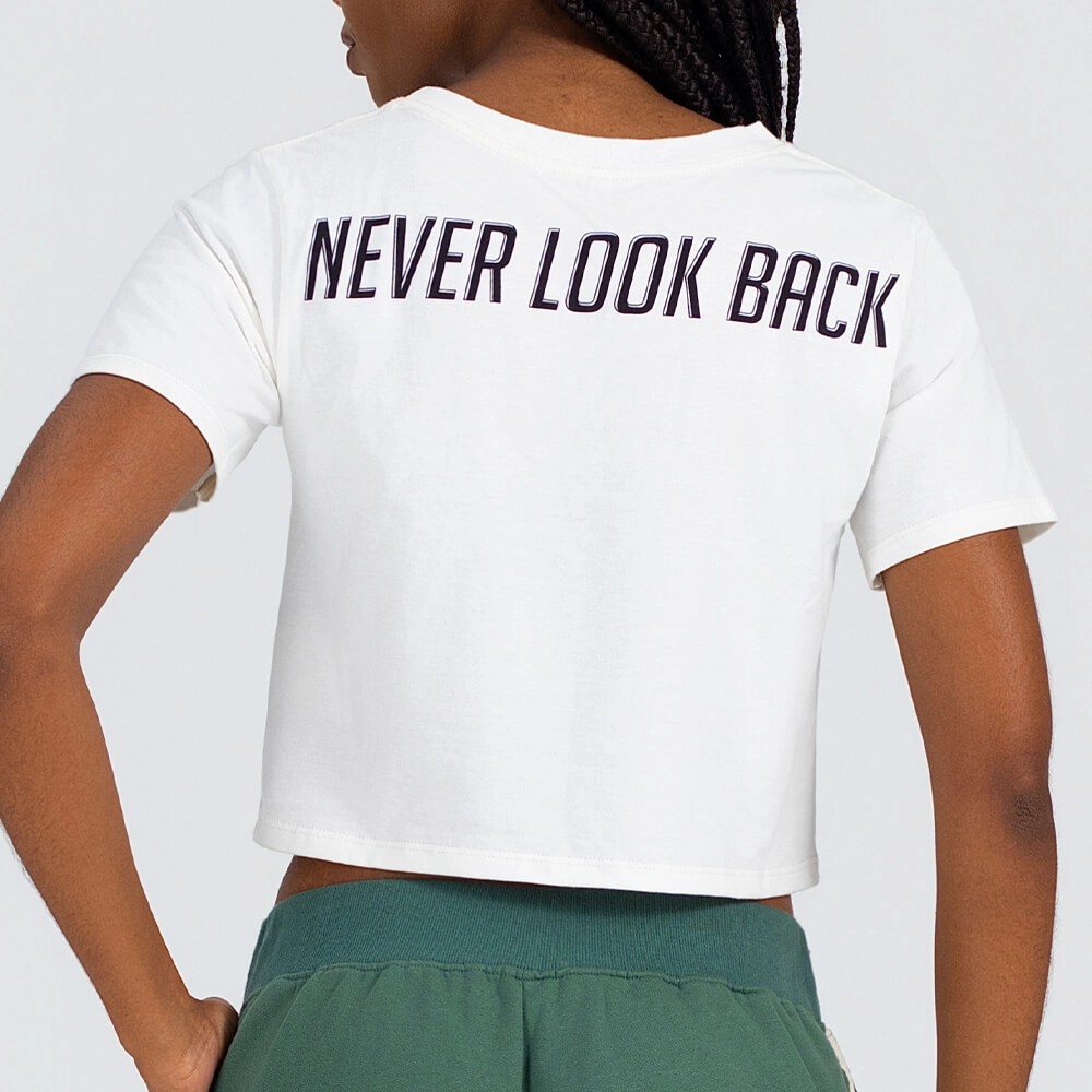 Camiseta cropped frase costas off white