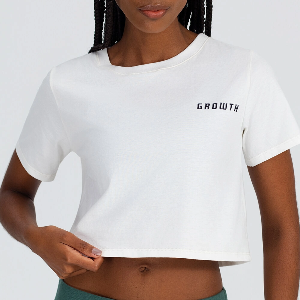 Camiseta cropped frase costas off white