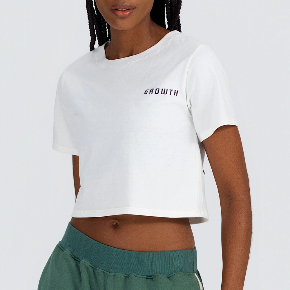 Camiseta cropped frase costas off white