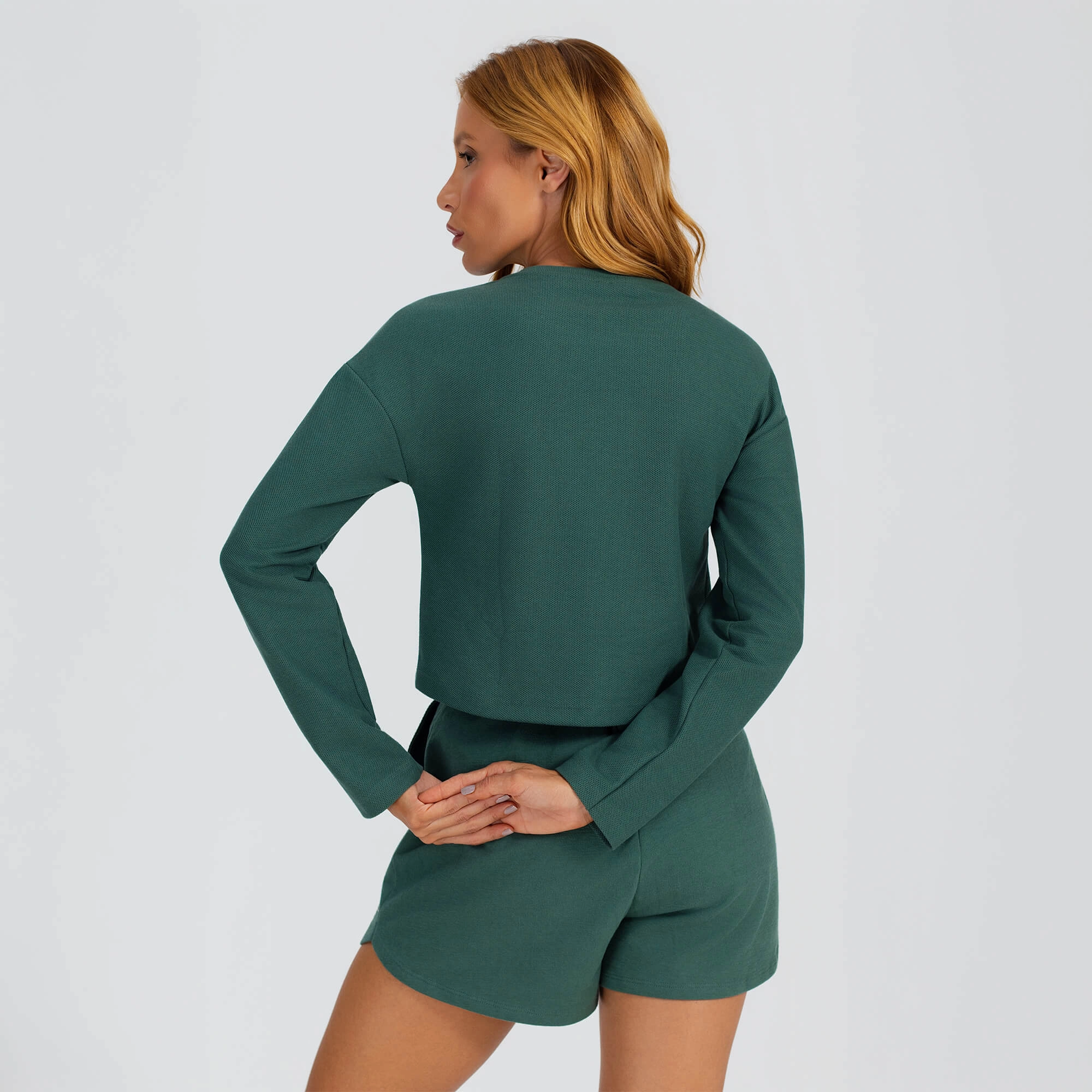 Camiseta manga longa moletinho verde Amazonia