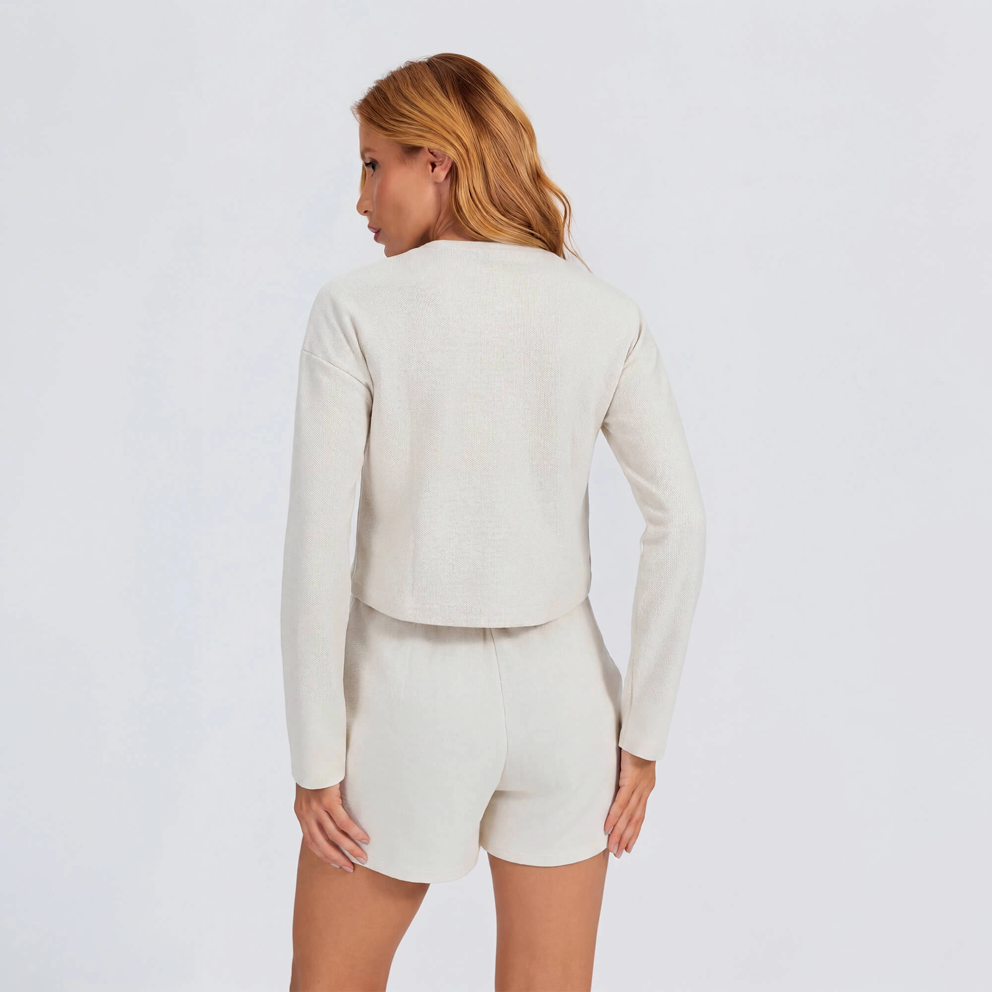 Camiseta manga longa moletinho off white