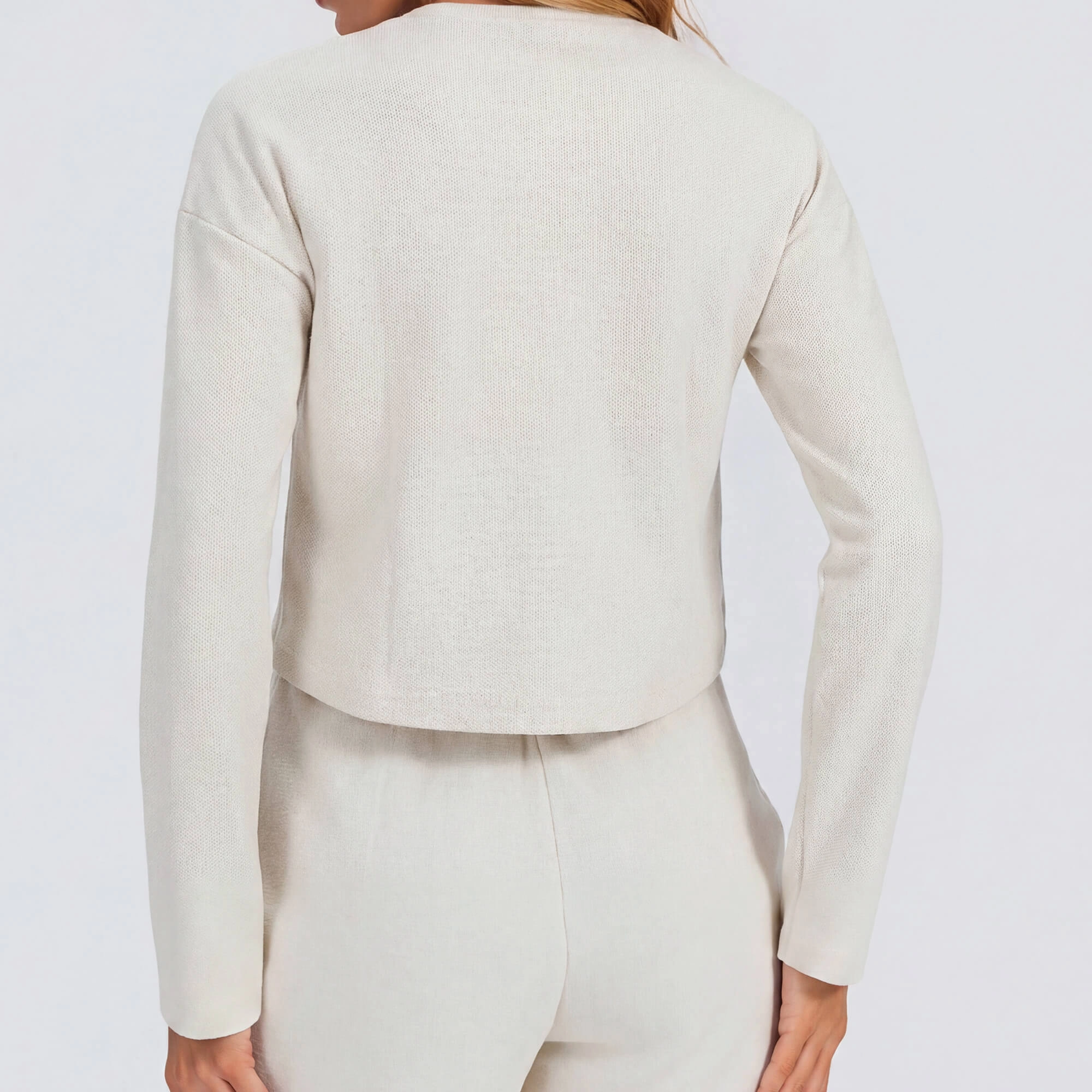 Camiseta manga longa moletinho off white