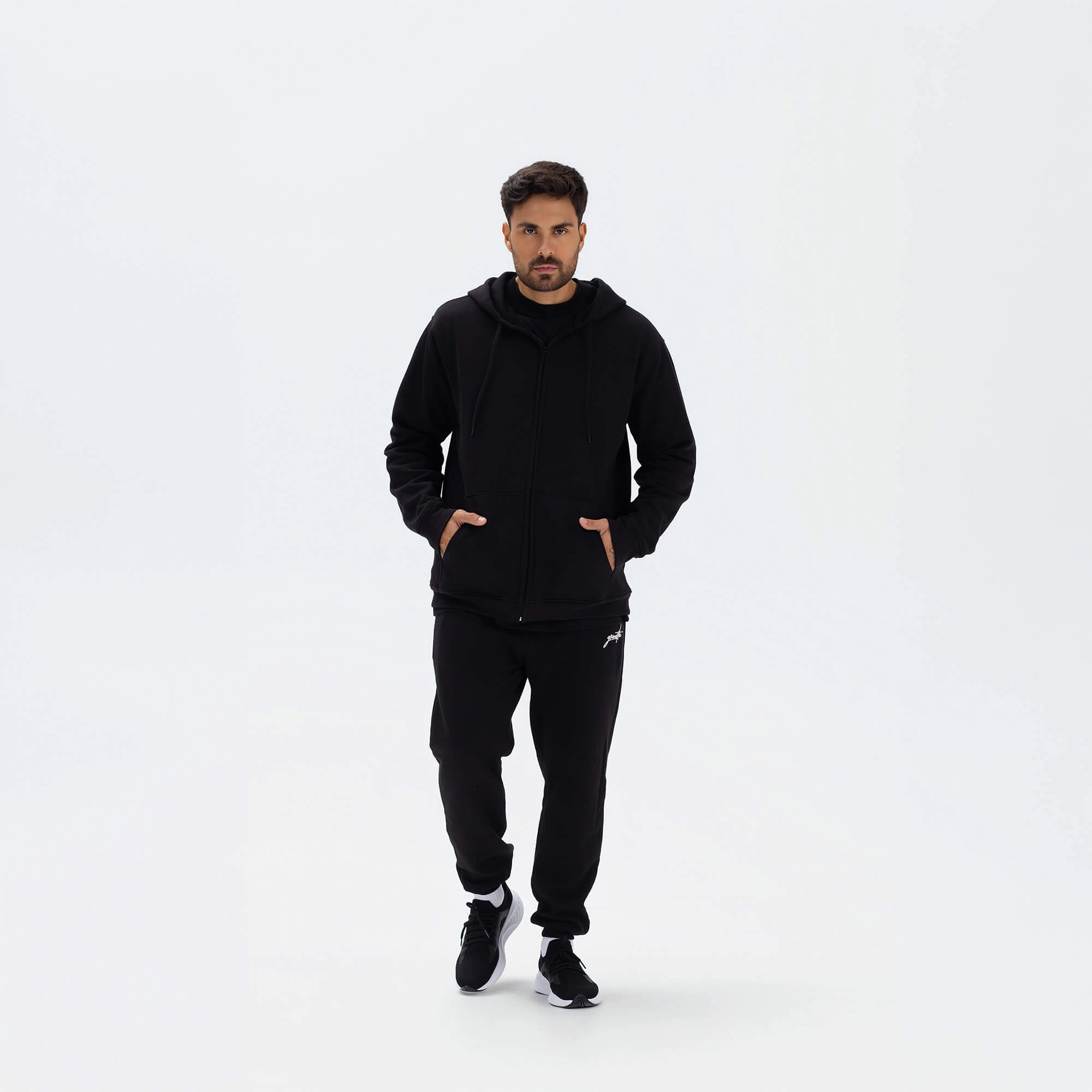 Calça Growth Moletom Felpa e Cadarço Preto
