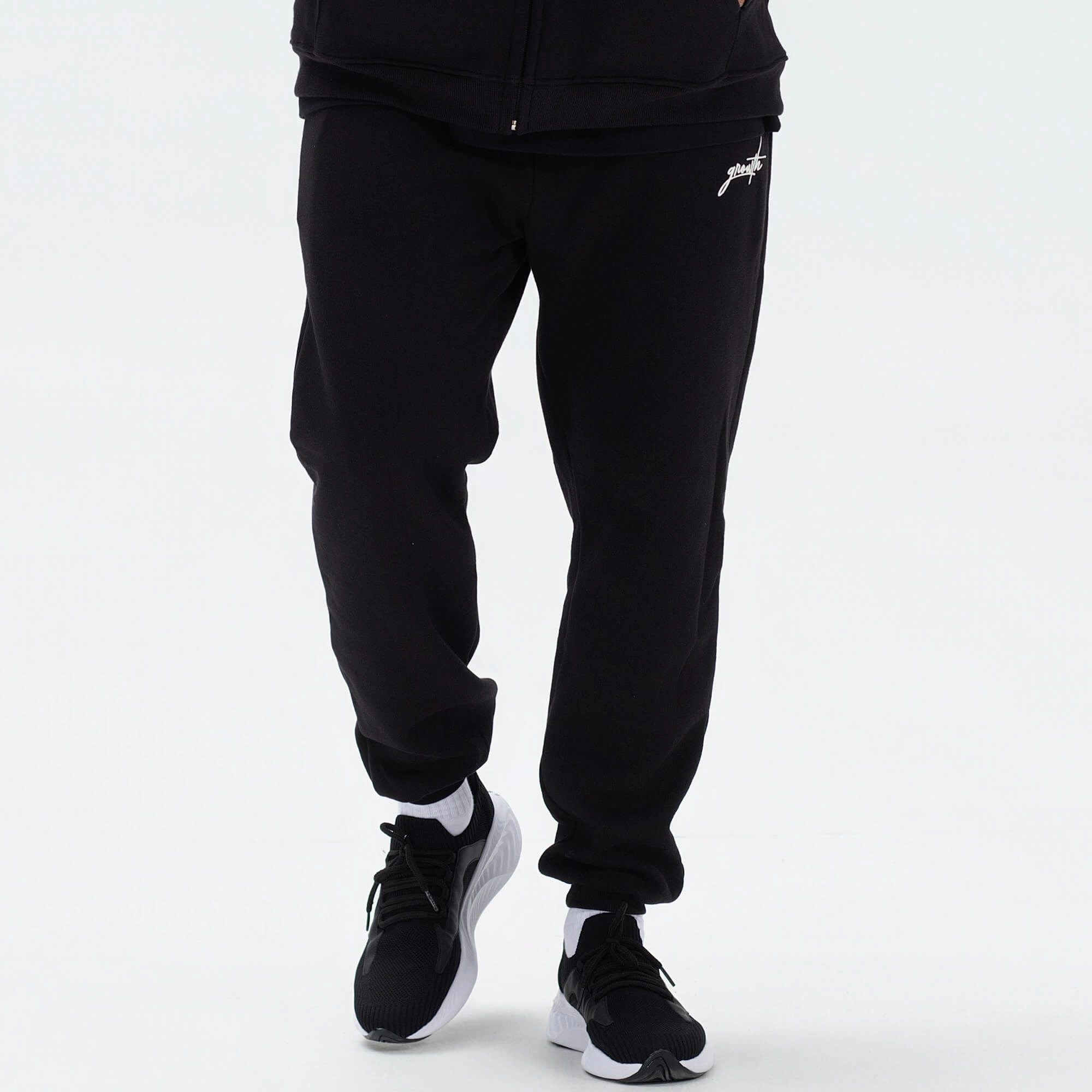 Calça Growth Moletom Felpa e Cadarço Preto