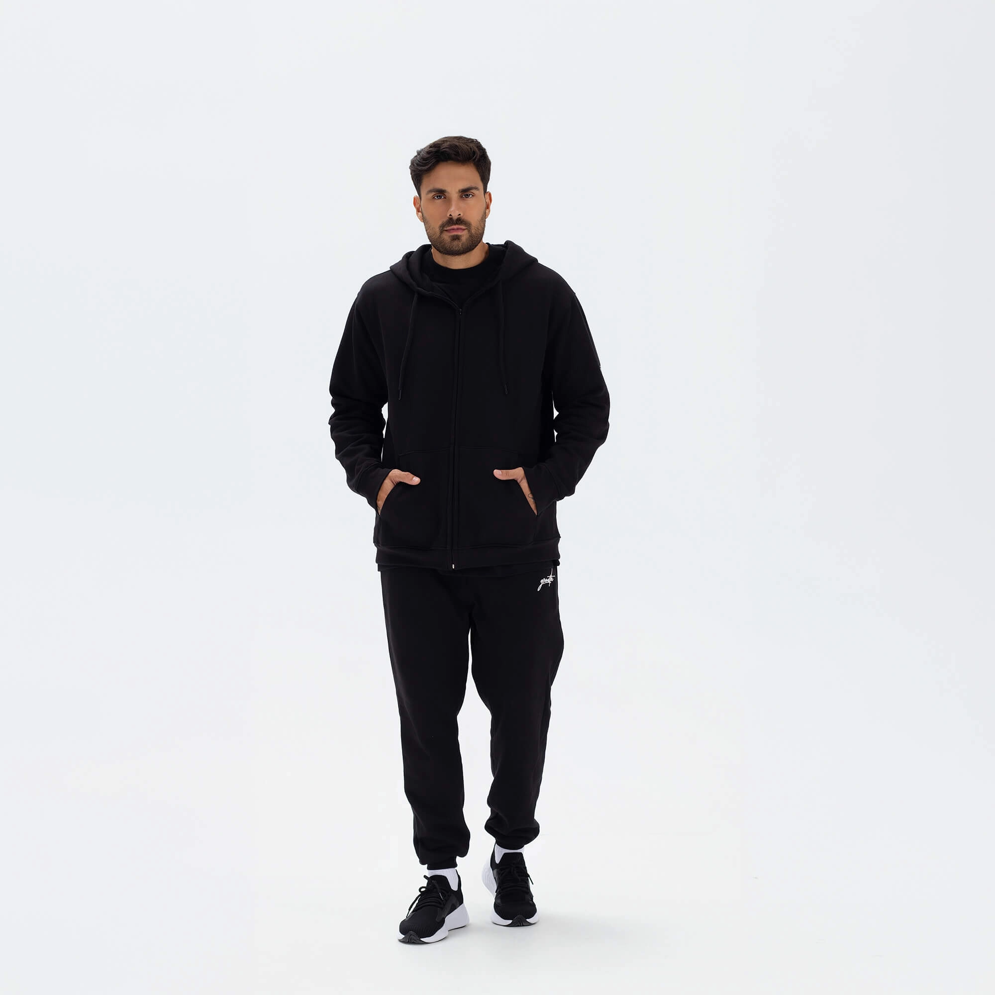Calça Growth Moletom Felpa e Cadarço Preto