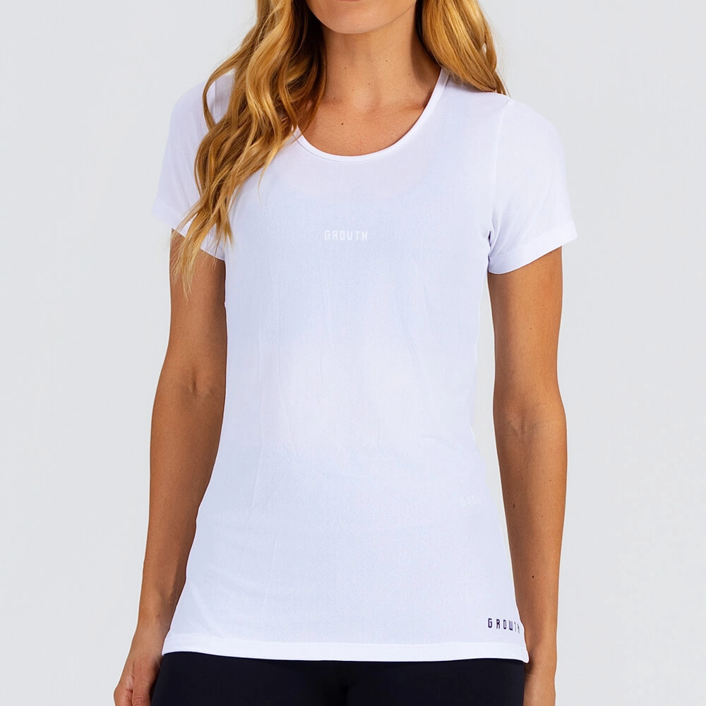 Camiseta Growth manga curta costas vazadas branco