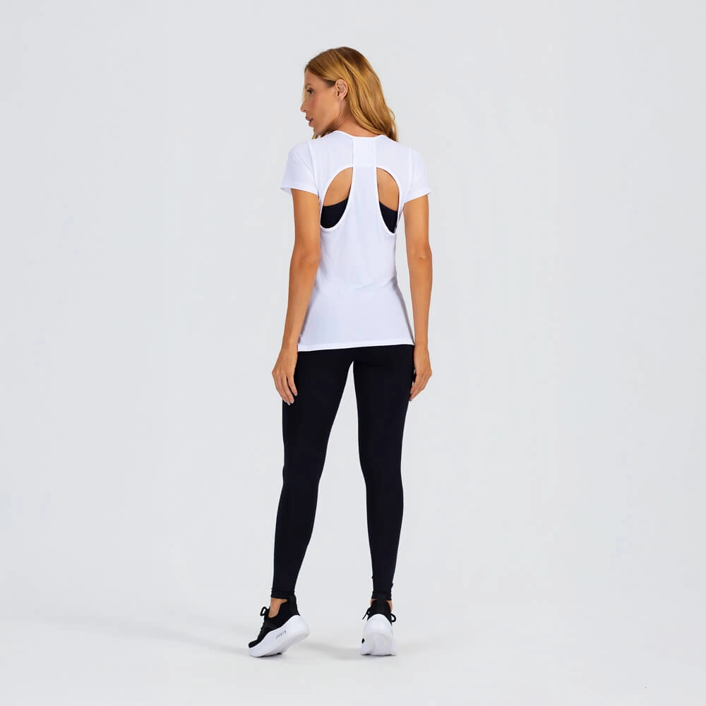 Camiseta Growth manga curta costas vazadas branco