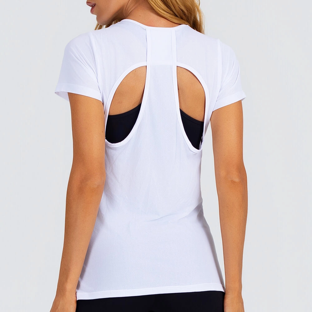 Camiseta Growth manga curta costas vazadas branco