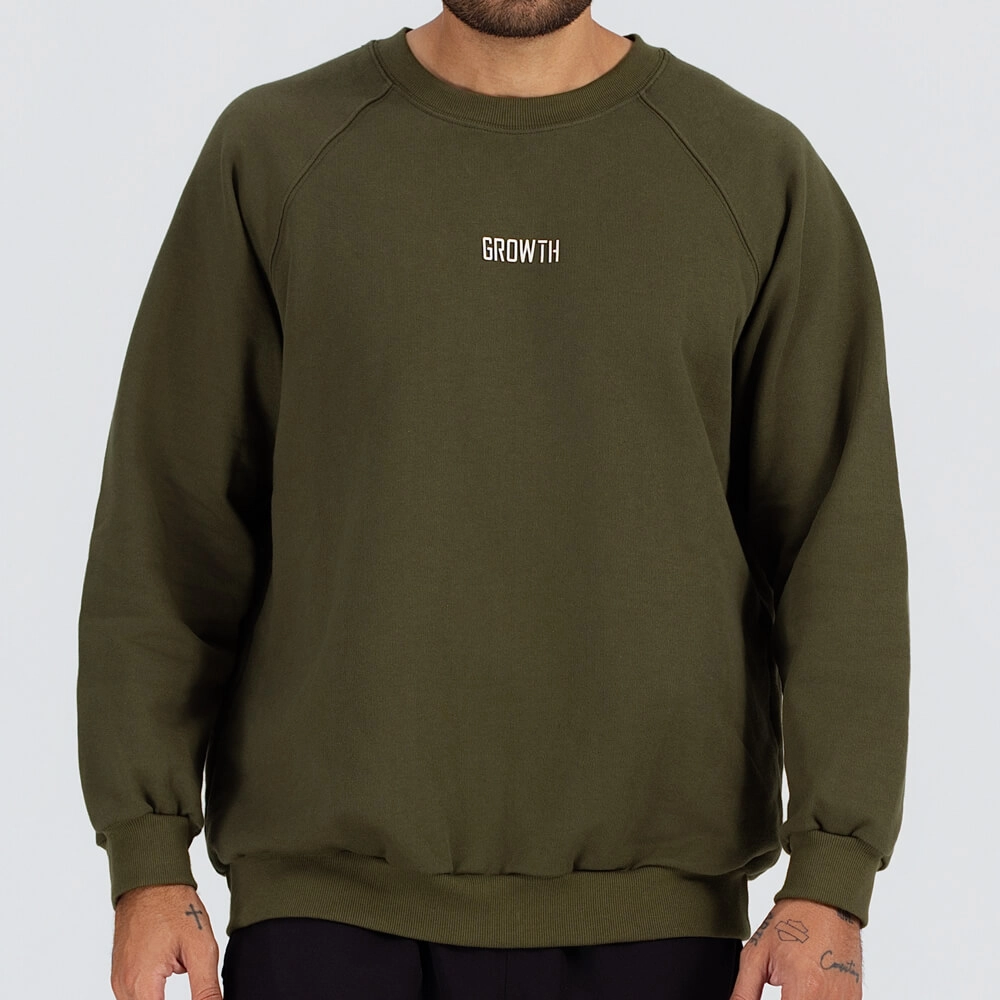 Moletom gola careca alongado verde militar