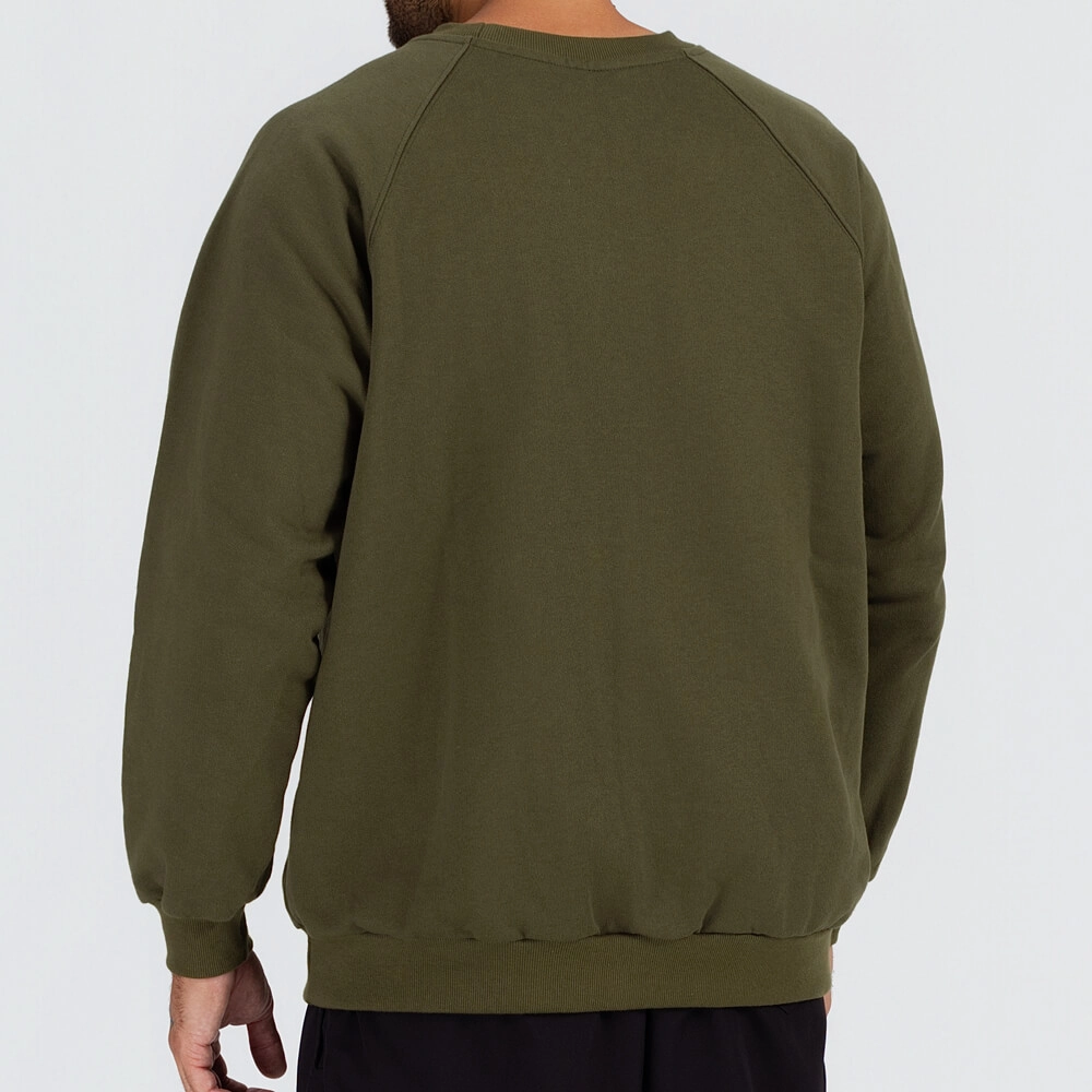 Moletom gola careca alongado verde militar