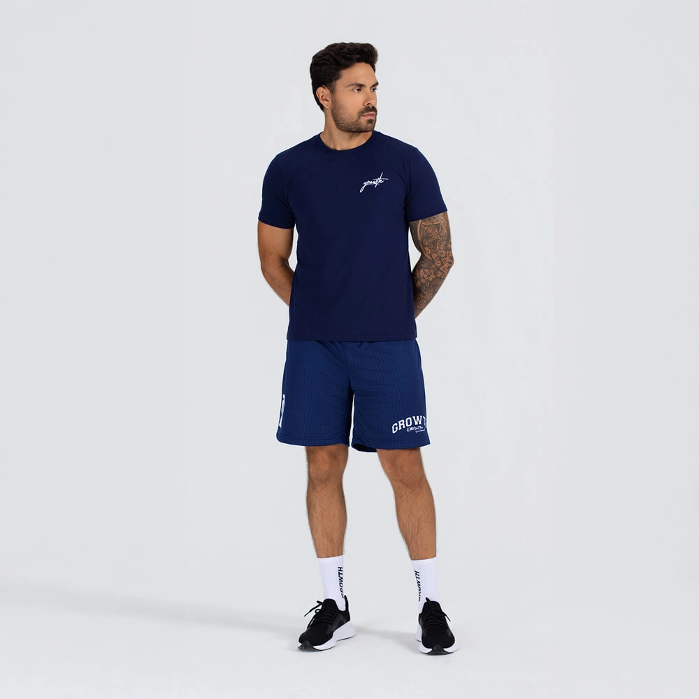 Camiseta Growth manga curta com silk logo azul marinho